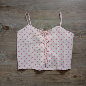 Vintage Pink Polka Dot Coquette Corset Top